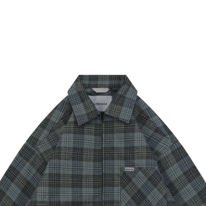 Balenciaga Blue-Grey Plaid Quilted Jacket