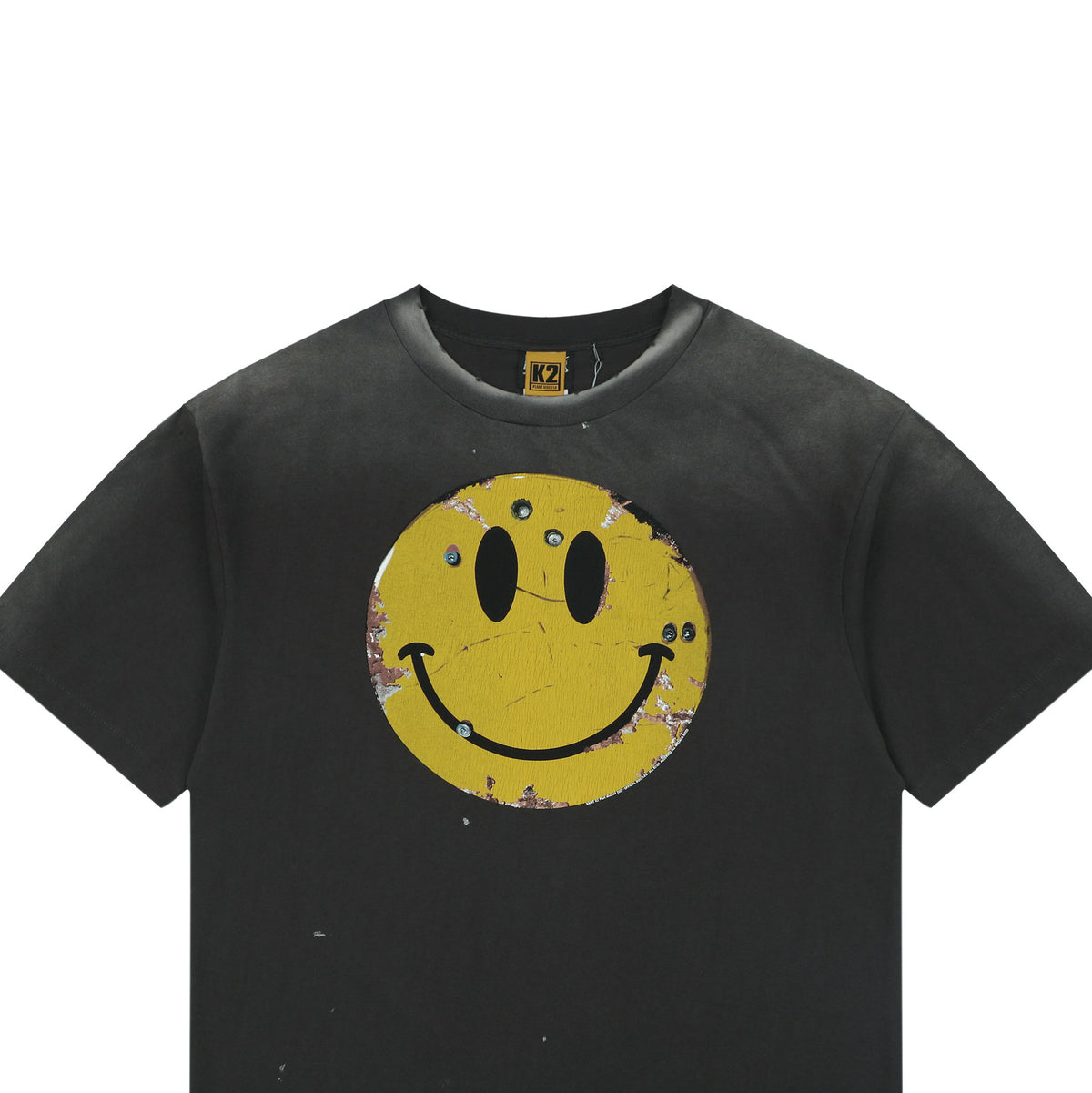 Saint Michael Distressed Smiley Print Short-Sleeve T-Shirt