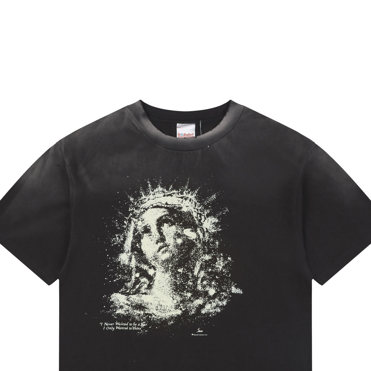 Saint Michael Glow-in-the-Dark Crown of Thorns Madonna Print Short-Sleeve T-Shirt