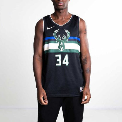 Nike Milwaukee Bucks SW Fan Edition Basketball Jersey/Vest, Alphabet 34, Black