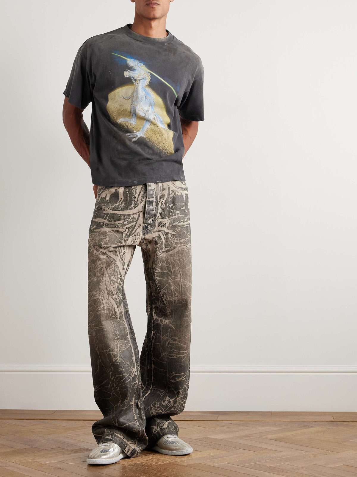 Saint Michael Mechanical T-Rex Print Short-Sleeve T-Shirt
