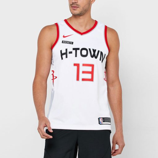 Nike Houston Rockets Harden No. 13 SW Basketball Jersey | White