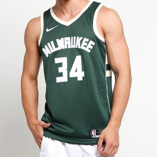 Nike Milwaukee Bucks No. 34 SW Fan Edition Basketball Jersey Vest | Green