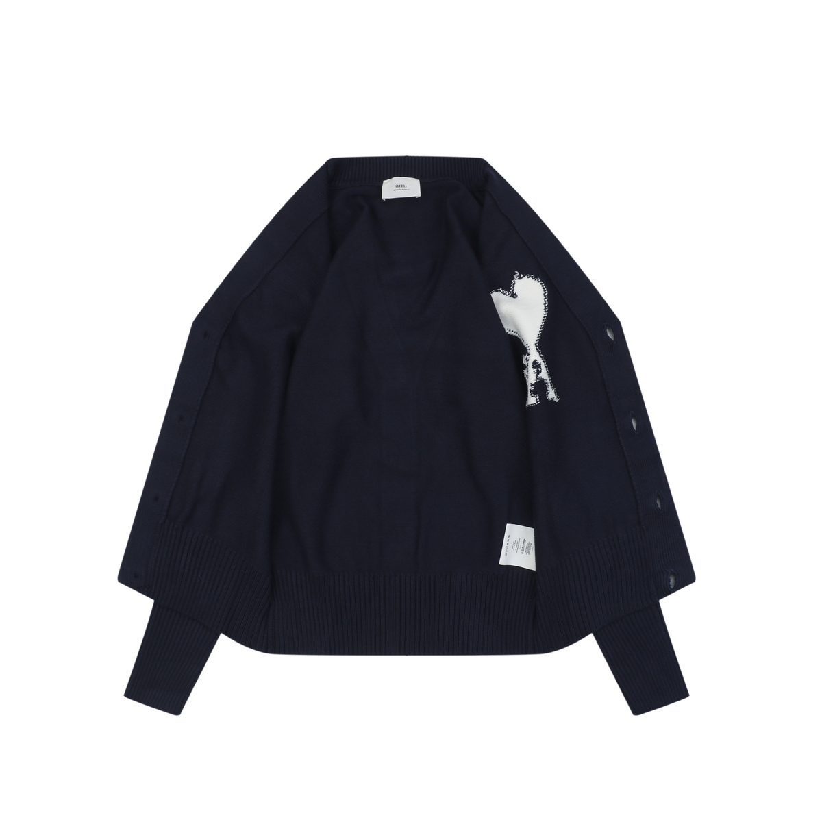 AMI Paris Heart-Jacquard Turtleneck Cardigan | Knit Layer