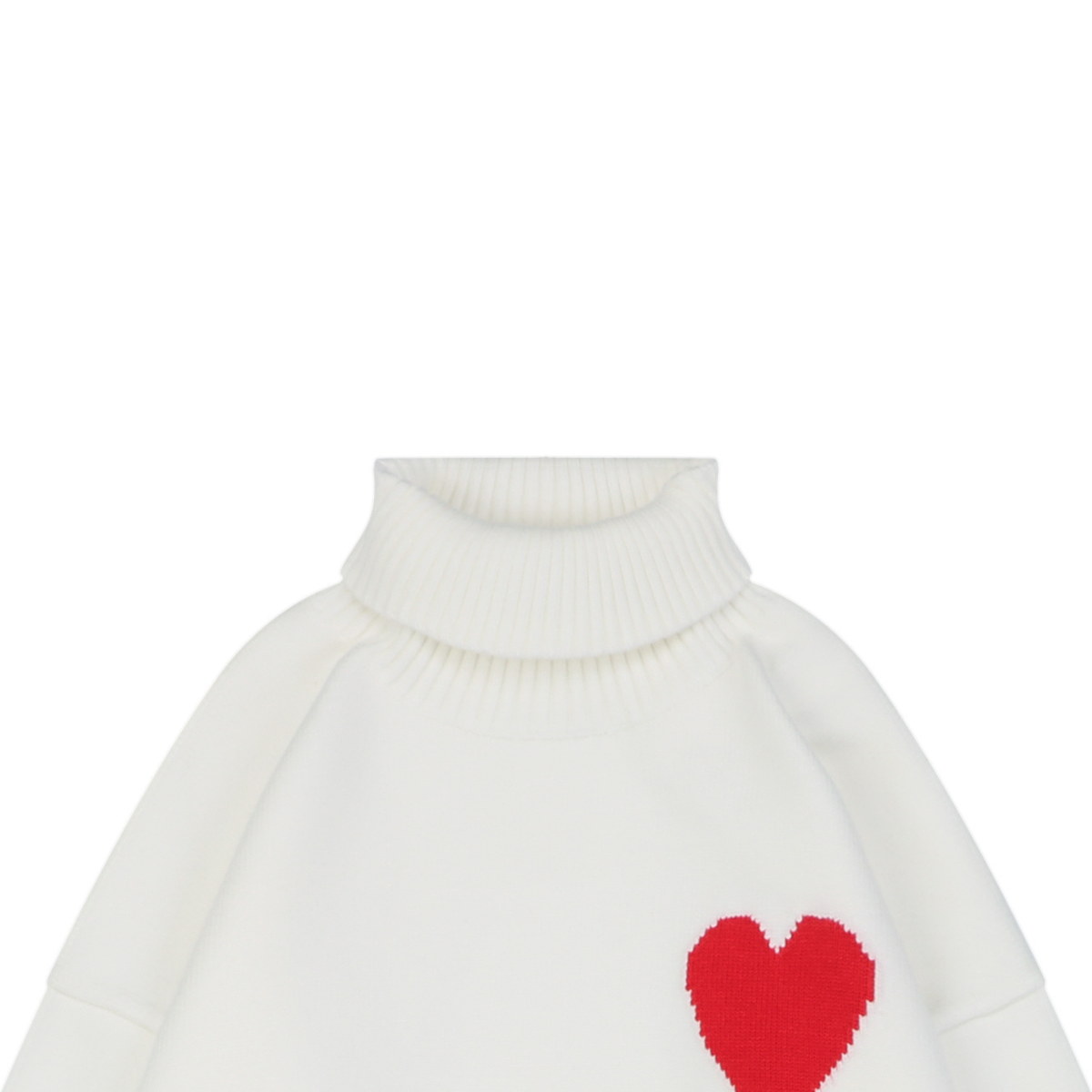 AMI Paris Heart-Jacquard Turtleneck Sweater | Knit Pullover