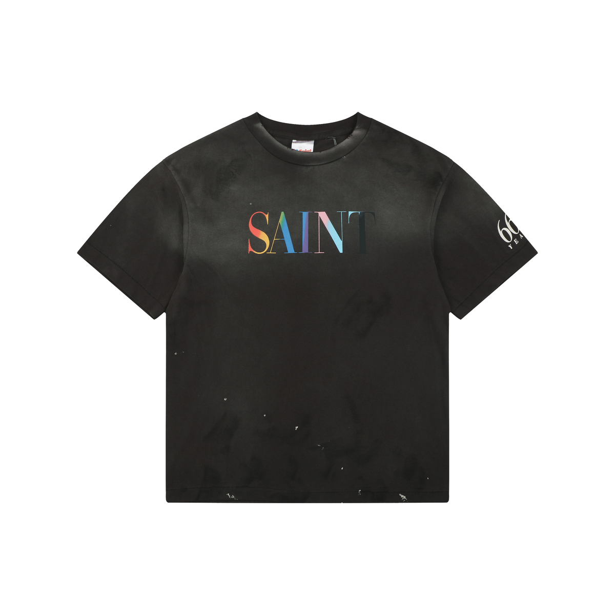 Saint Michael Rainbow SAINT Letter Print Short-Sleeve T-Shirt – Black