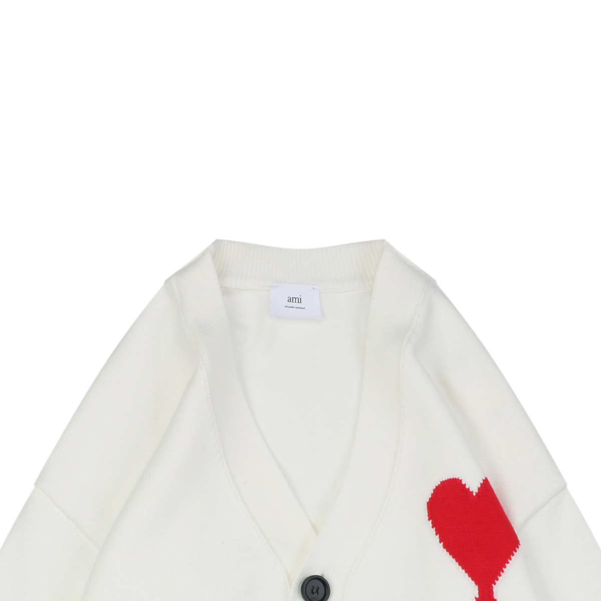 AMI Paris Heart-Jacquard Turtleneck Cardigan | Knit Layer
