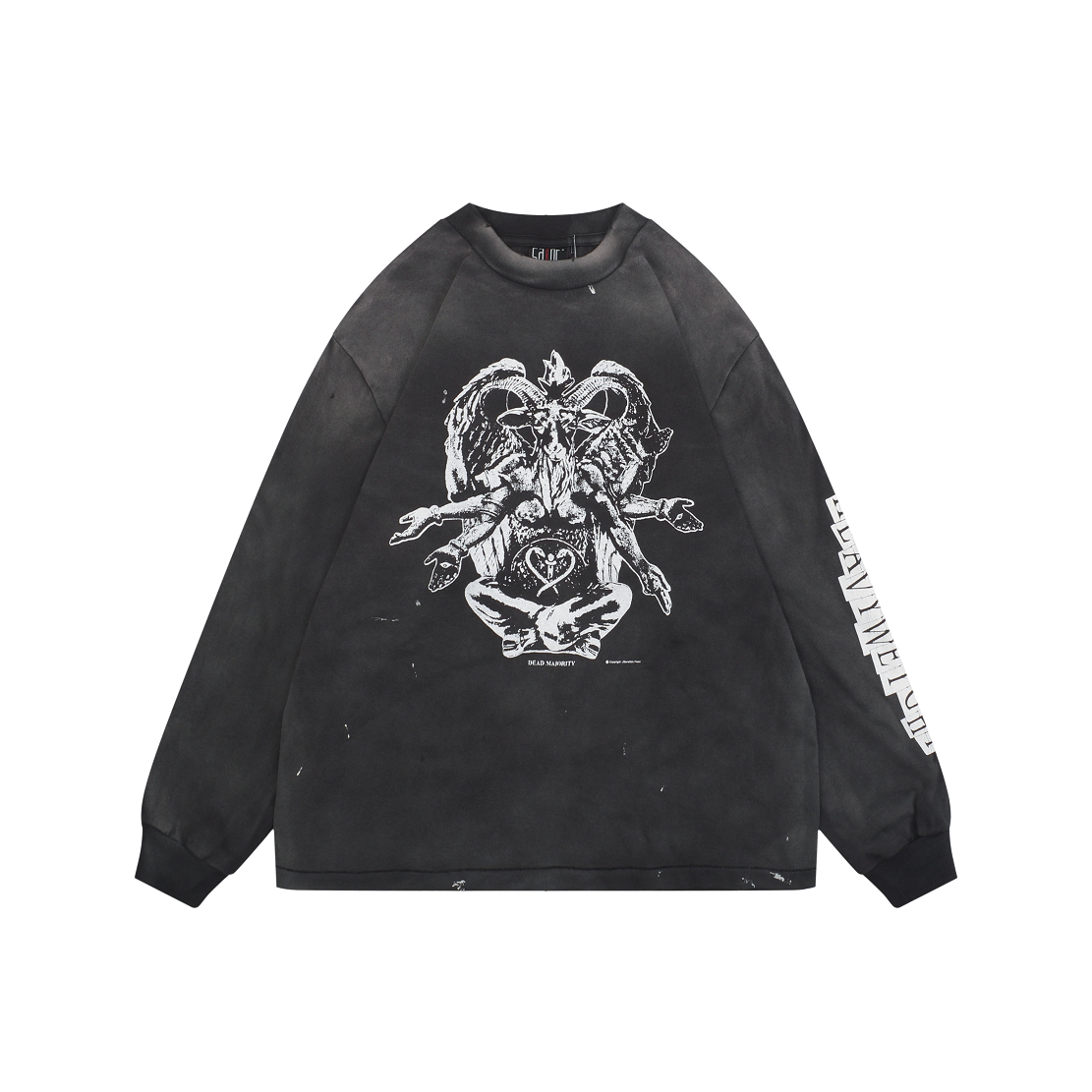 Saint Michael Ram-Headed Demon Print Long-Sleeve Top
