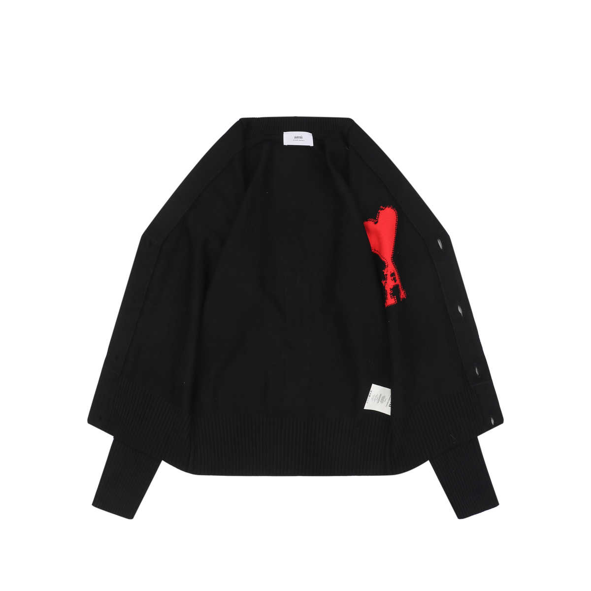 AMI Paris Heart-Jacquard Turtleneck Cardigan | Knit Layer