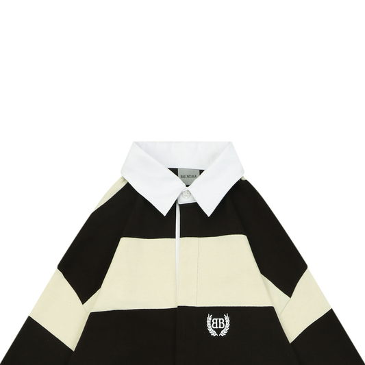Balenciaga Yellow-Brown Pattern Long-Sleeve Polo