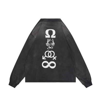 Saint Michael Distressed Candle-Print Long-Sleeve T-Shirt