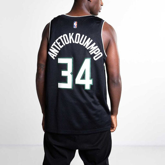 Nike Milwaukee Bucks SW Fan Edition Basketball Jersey/Vest, Alphabet 34, Black