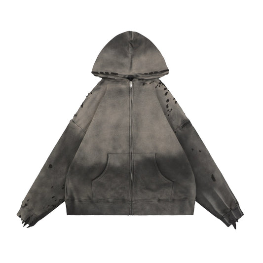 Saint Michael Double-Layer Distressed Waffle-Knit Hoodie