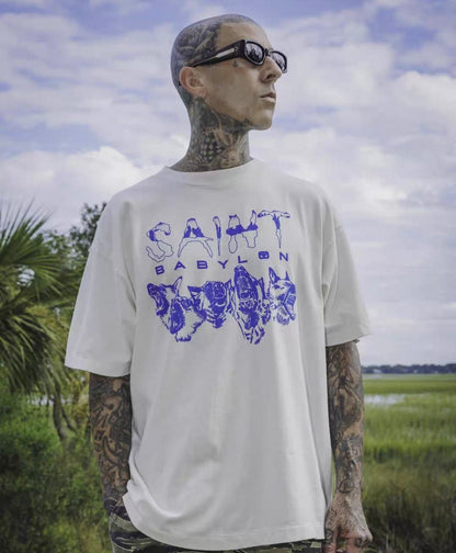 Saint Michael Wolf Pack Print Short-Sleeve T-Shirt
