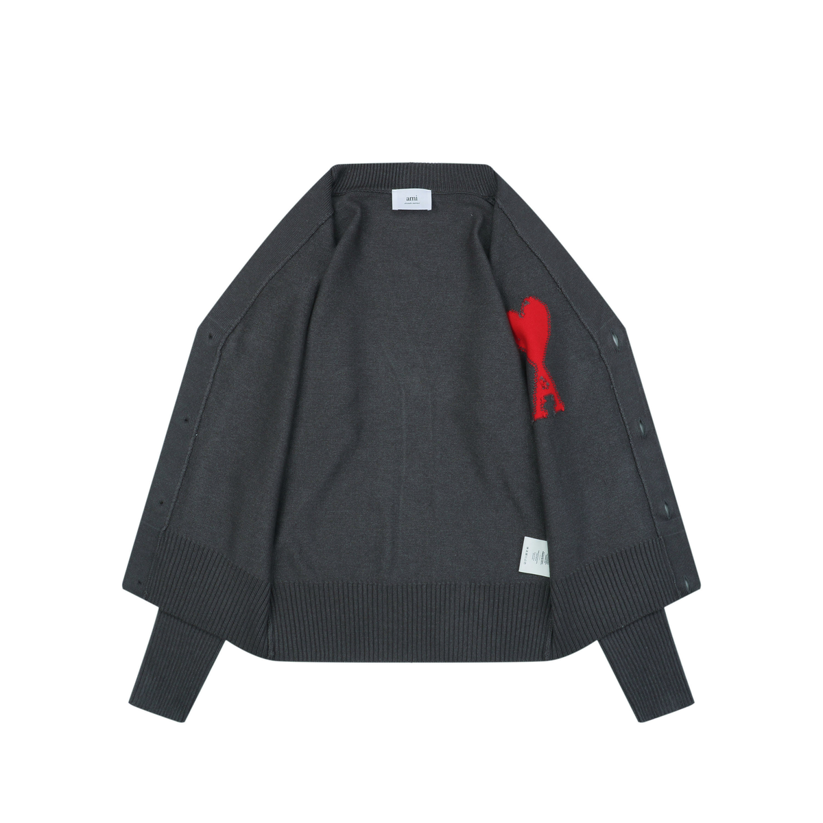AMI Paris Heart-Jacquard Turtleneck Cardigan | Knit Layer