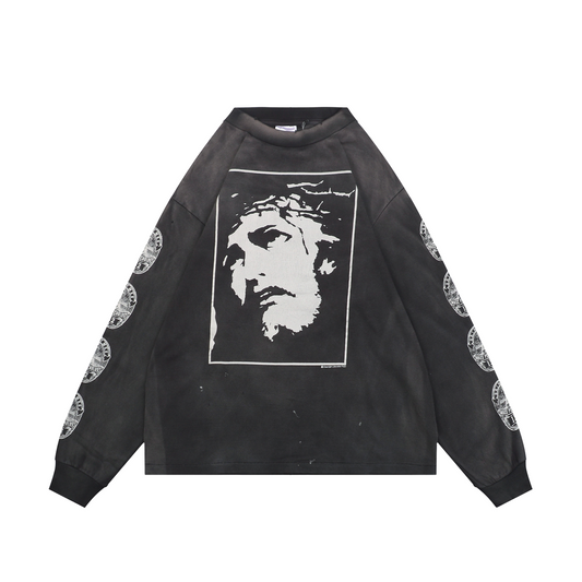 Saint Michael Large Jesus Portrait Print Long-Sleeve T-Shirt