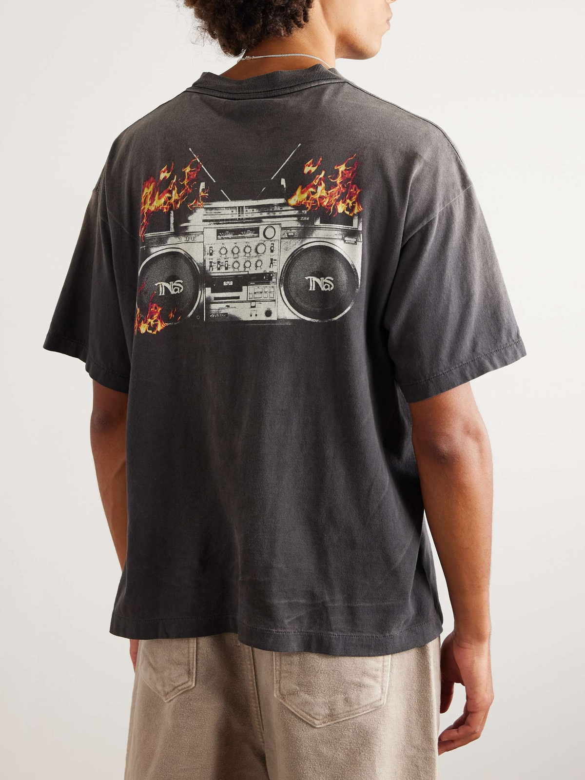 Saint Michael Flame Cassette Player Graphic Short-Sleeve T-Shirt