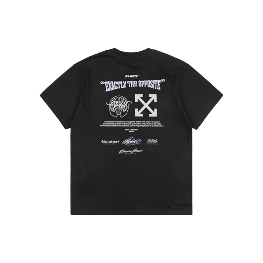 Off-White Blue Arrow & Letter Embroidery T-Shirt | Black Short-Sleeve