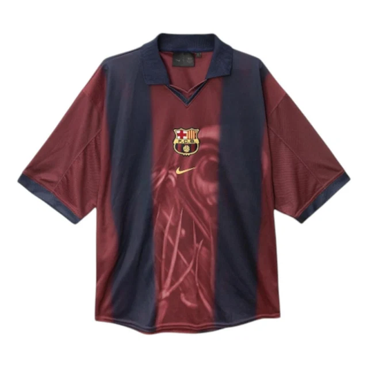 Nike x Travis Scott x FC Barcelona 2000/01 Retro Home Skull Soccer Jersey – Red/Blue