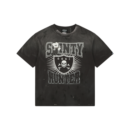 Saint Michael Middle-Finger Skull Print Short-Sleeve T-Shirt