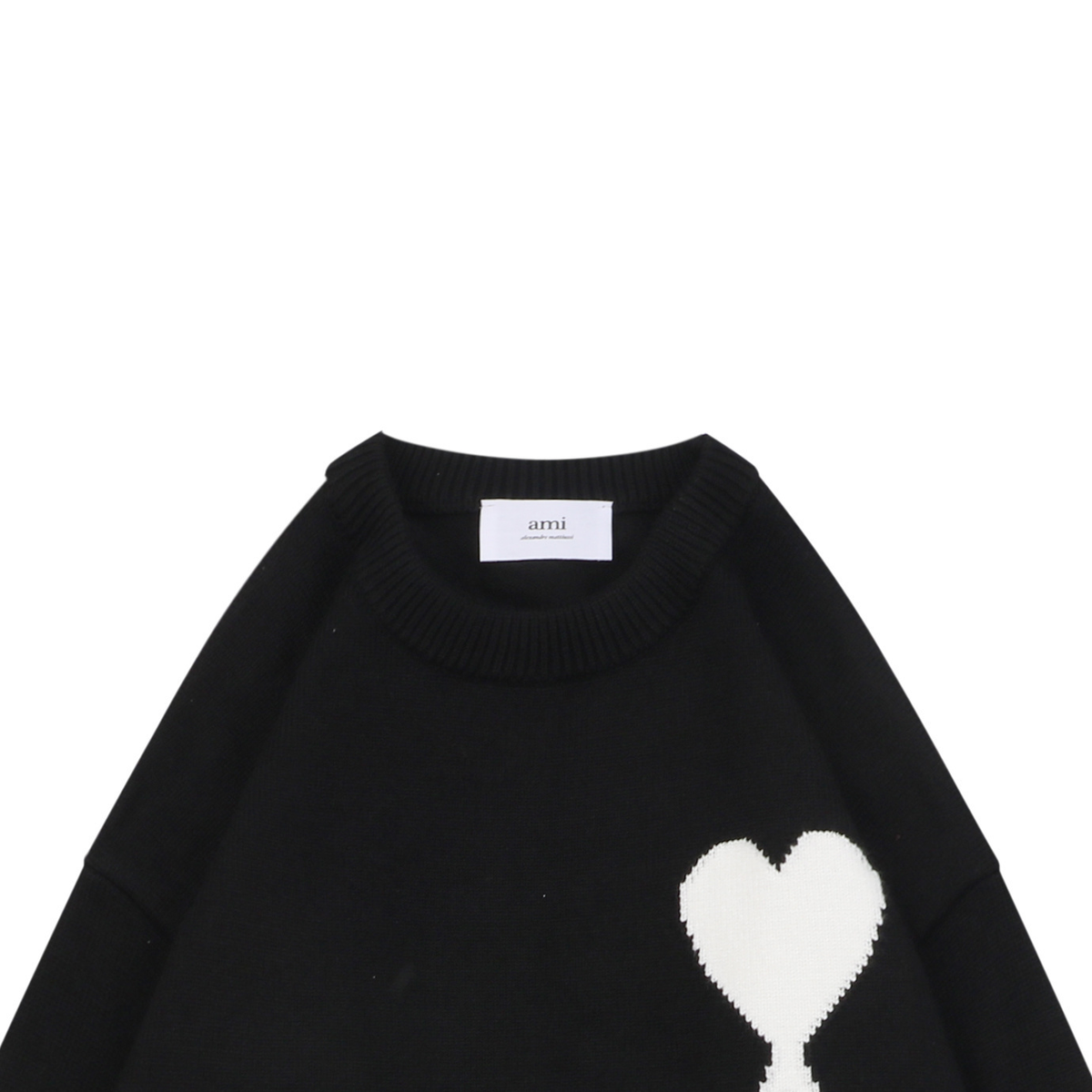 AMI Paris Heart-Intarsia Crew-Neck Sweater - Black