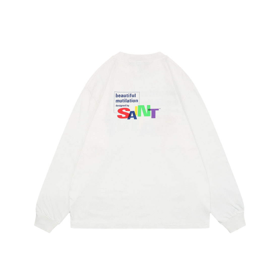 Saint Michael FW25 White Long-Sleeve T-Shirt, Multicolor SAINT Print