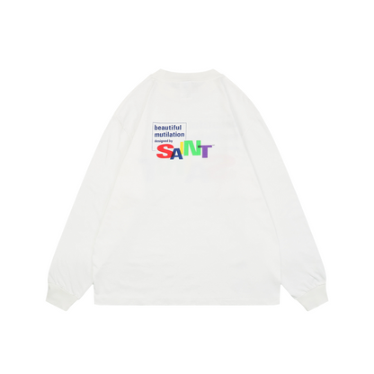Saint Michael FW25 White Long-Sleeve T-Shirt, Multicolor SAINT Print