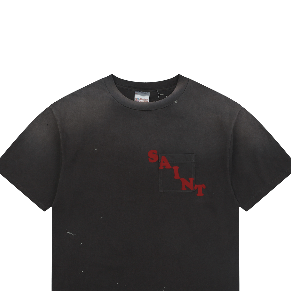 Saint Michael Irregular Lettering and Pocket Print Short-Sleeve T-Shirt