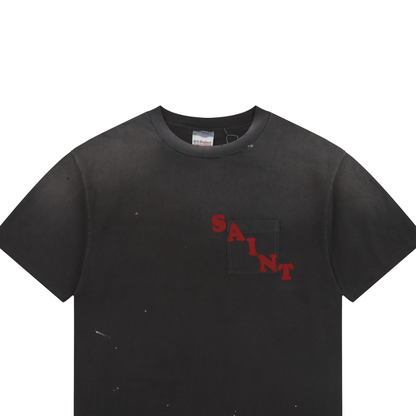 Saint Michael Irregular Lettering and Pocket Print Short-Sleeve T-Shirt