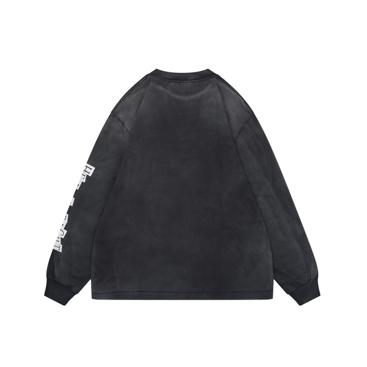 Saint Michael Ram-Headed Demon Print Long-Sleeve Top