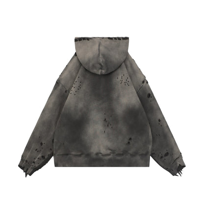 Saint Michael Double-Layer Distressed Waffle-Knit Hoodie