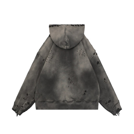Saint Michael Double-Layer Distressed Waffle-Knit Hoodie