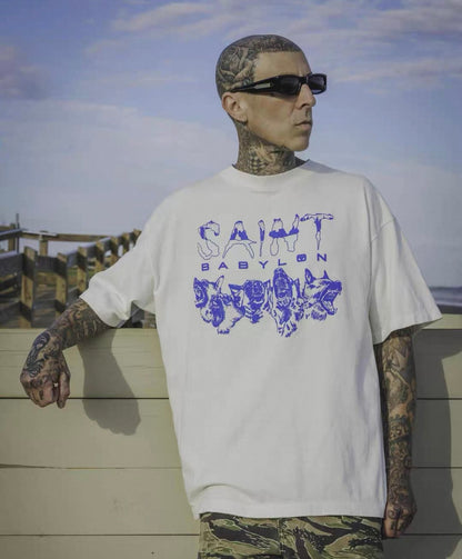Saint Michael Wolf Pack Print Short-Sleeve T-Shirt