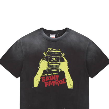 Saint Michael Hell Police Car Patrol Graphic Short-Sleeve T-Shirt
