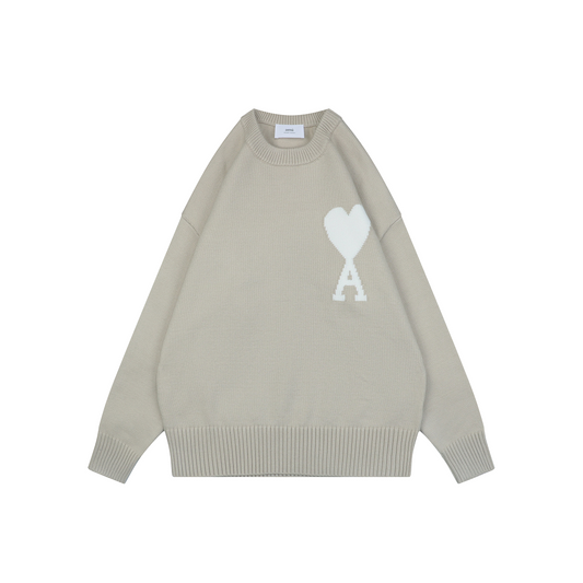 AMI Paris Heart-Jacquard Crew-Neck Sweater | Knit Pullover