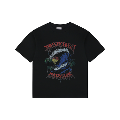 Balenciaga SS26 Vintage Surfer Graphic Knit T-Shirt – Men's
