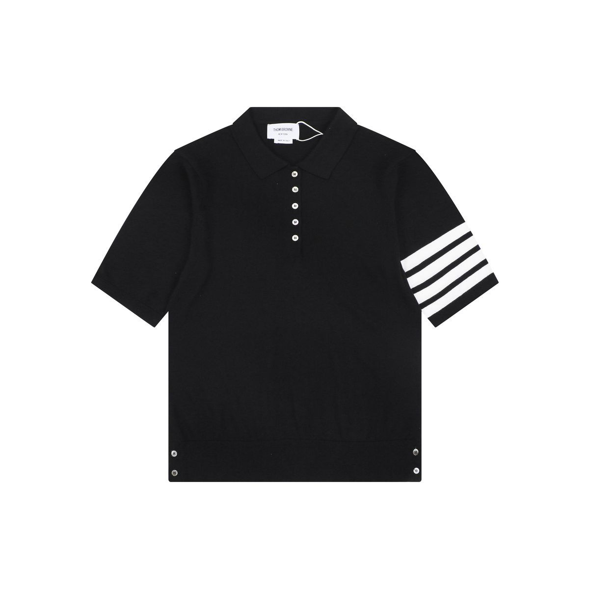Thom Browne Navy Blue 4-Bar 5-Button Short-Sleeve Polo