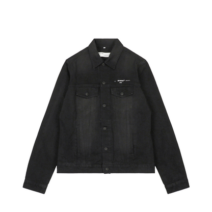 Off-White Yellow Rubber Arrow Print Denim Jacket