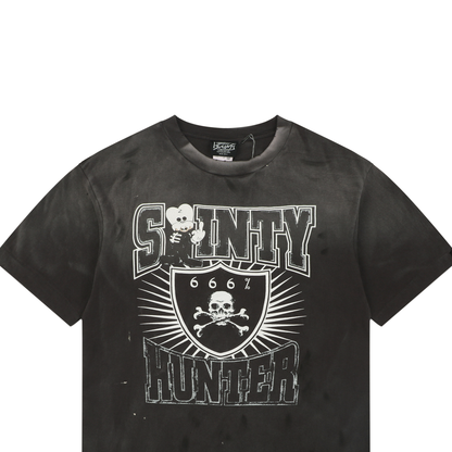 Saint Michael Middle-Finger Skull Print Short-Sleeve T-Shirt