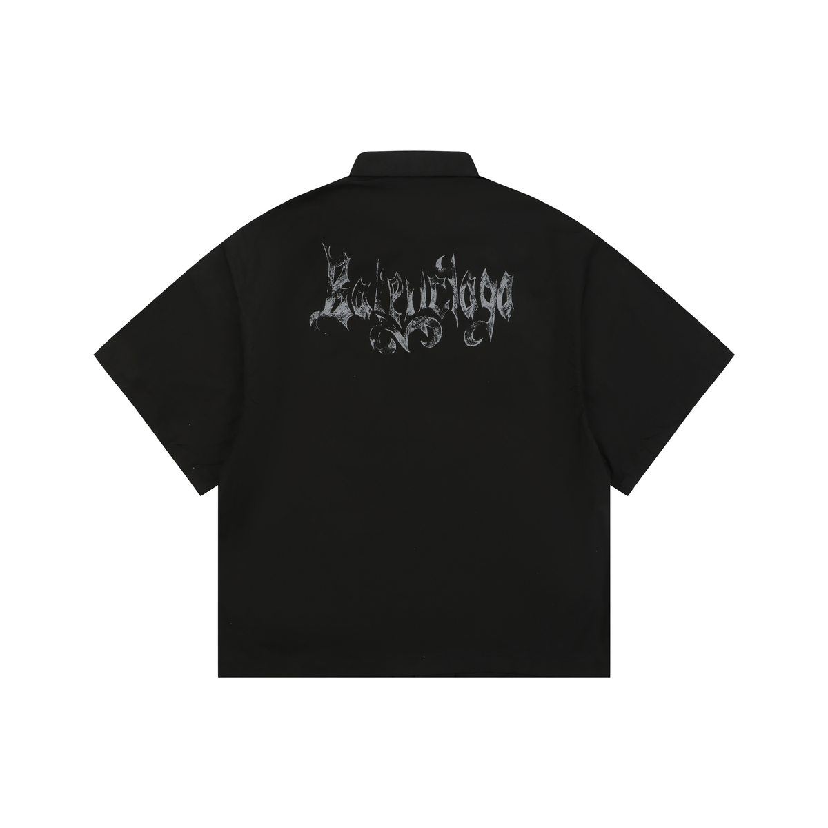 Balenciaga Short-Sleeve Shirt | Distressed Gothic Lettering Print
