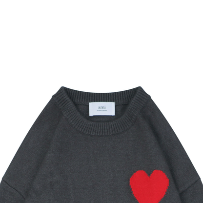 AMI Paris Heart-Jacquard Crew-Neck Sweater