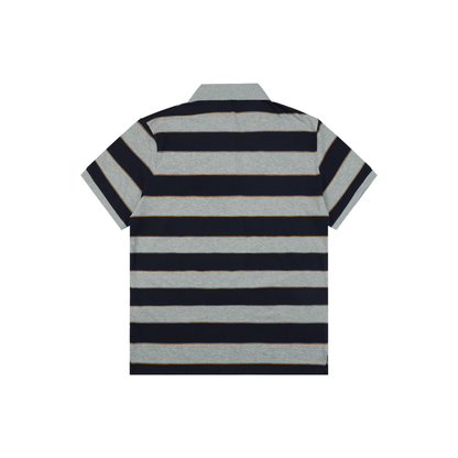 Miu Miu Striped Short-Sleeve Polo Shirt - Grey Blue