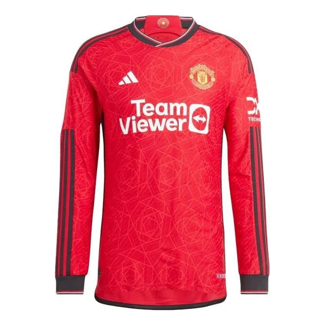 adidas Manchester United 23/24 Long-Sleeve Home Soccer Jersey – Team Collegiate Red