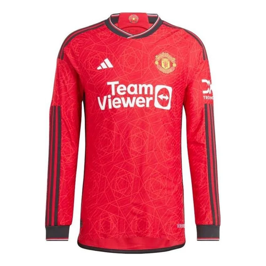 adidas Manchester United 23/24 Long-Sleeve Home Soccer Jersey – Team Collegiate Red