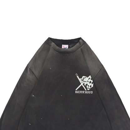 Saint Michael Skull Helmet Print Long-Sleeve T-Shirt