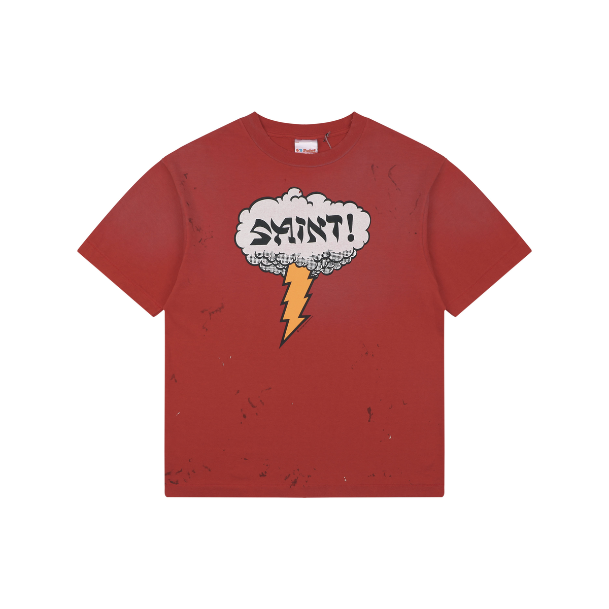 Saint Michael Cloud and Lightning Letter Print Short-Sleeve T-Shirt