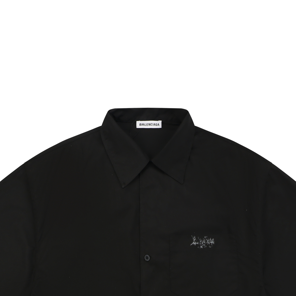 Balenciaga Short-Sleeve Shirt | Distressed Gothic Lettering Print