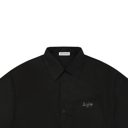 Balenciaga Short-Sleeve Shirt | Distressed Gothic Lettering Print