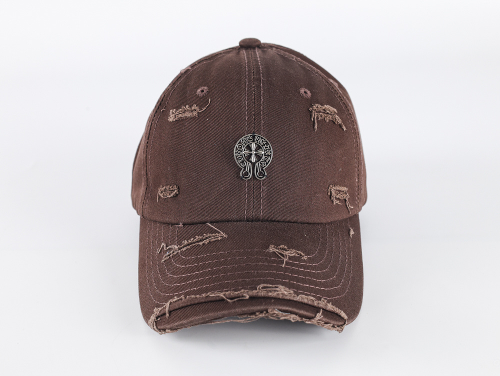 Chrome Hearts Distressed Baseball Cap – Brown | Cross Logo Metal Badge Hat