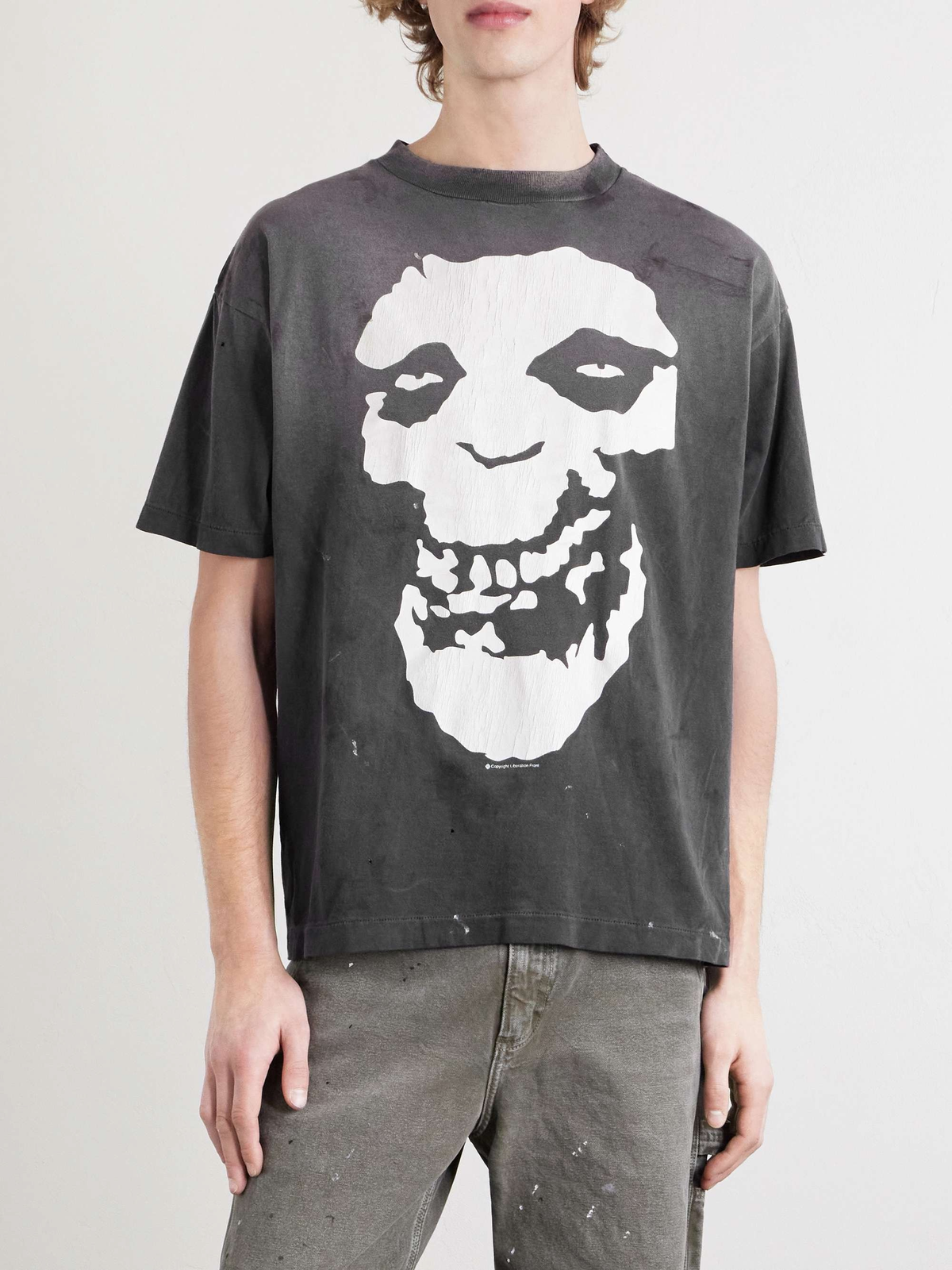 Saint Michael Skull Ape-Head Print Short-Sleeve T-Shirt